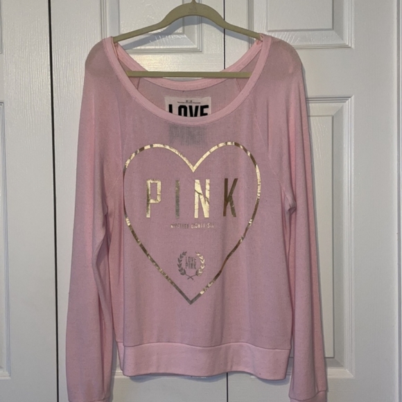 PINK Victoria's Secret Logo Long Sleeve Lightweight Sweatshirt - Picture 1 of 9